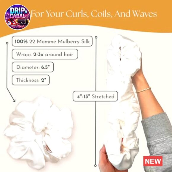 Oversized Mulberry Silk Scrunchies No-Damage Hair Ties Curly Hair Accessories